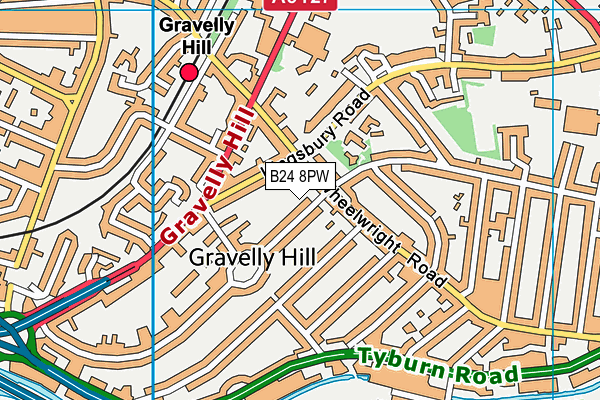 B24 8PW map - OS VectorMap District (Ordnance Survey)