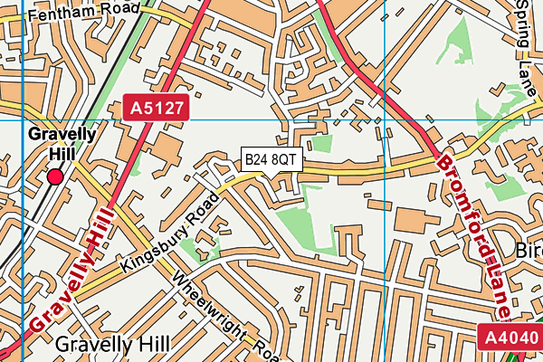 B24 8QT map - OS VectorMap District (Ordnance Survey)