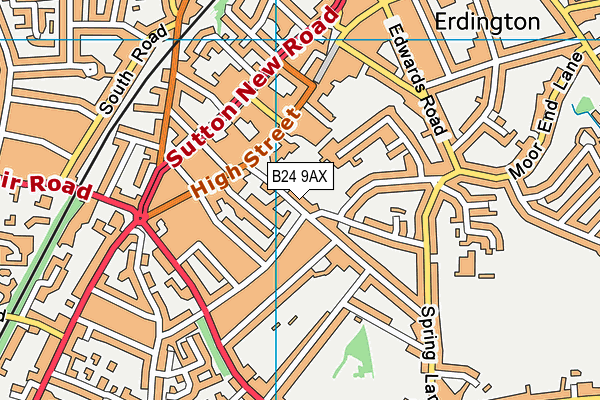 B24 9AX map - OS VectorMap District (Ordnance Survey)