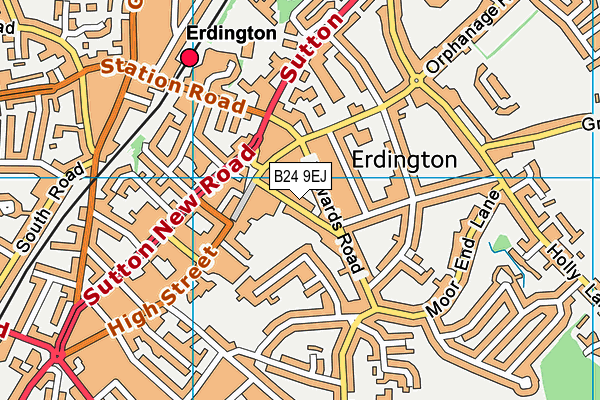 Erdington Leisure Centre (Closed) map (B24 9EJ) - OS VectorMap District (Ordnance Survey)