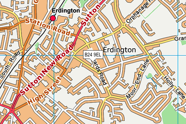 B24 9EL map - OS VectorMap District (Ordnance Survey)