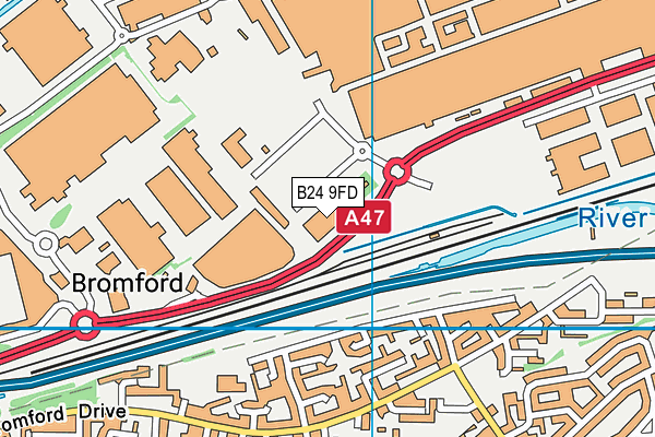 24/7 Fitness (Fort Dunlop) map (B24 9FD) - OS VectorMap District (Ordnance Survey)