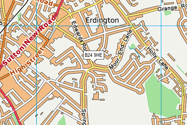 B24 9HE map - OS VectorMap District (Ordnance Survey)