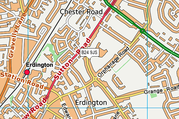 B24 9JS map - OS VectorMap District (Ordnance Survey)