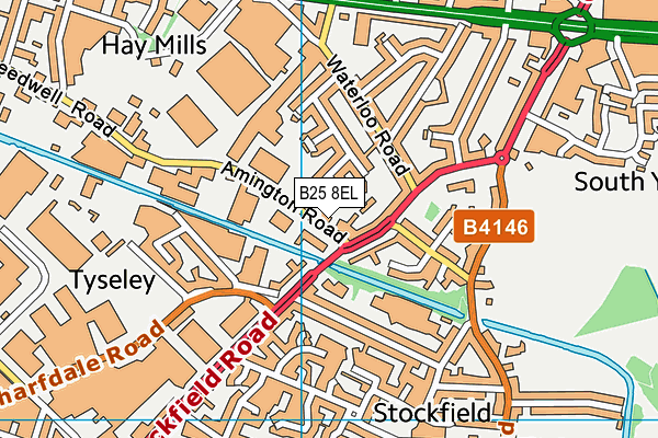 B25 8EL map - OS VectorMap District (Ordnance Survey)