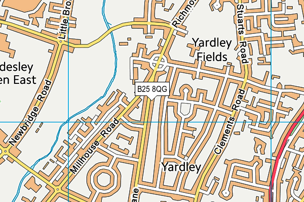 B25 8QG map - OS VectorMap District (Ordnance Survey)
