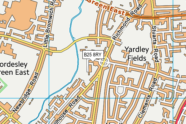 B25 8RY map - OS VectorMap District (Ordnance Survey)