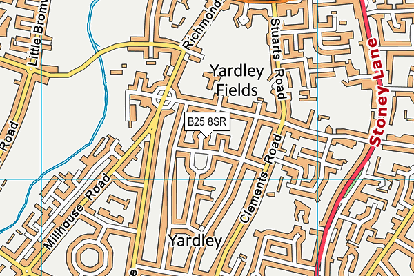 B25 8SR map - OS VectorMap District (Ordnance Survey)