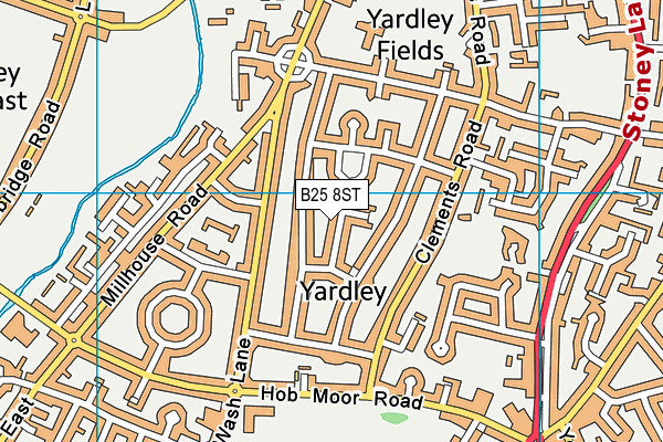 B25 8ST map - OS VectorMap District (Ordnance Survey)