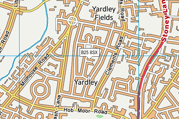 B25 8SX map - OS VectorMap District (Ordnance Survey)