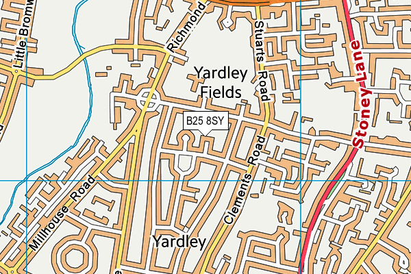 B25 8SY map - OS VectorMap District (Ordnance Survey)