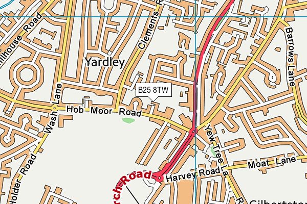 B25 8TW map - OS VectorMap District (Ordnance Survey)