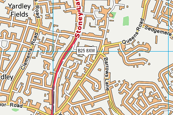 B25 8XW map - OS VectorMap District (Ordnance Survey)