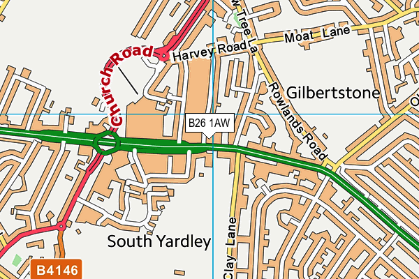 B26 1AW map - OS VectorMap District (Ordnance Survey)