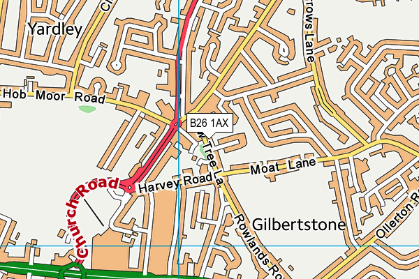 B26 1AX map - OS VectorMap District (Ordnance Survey)