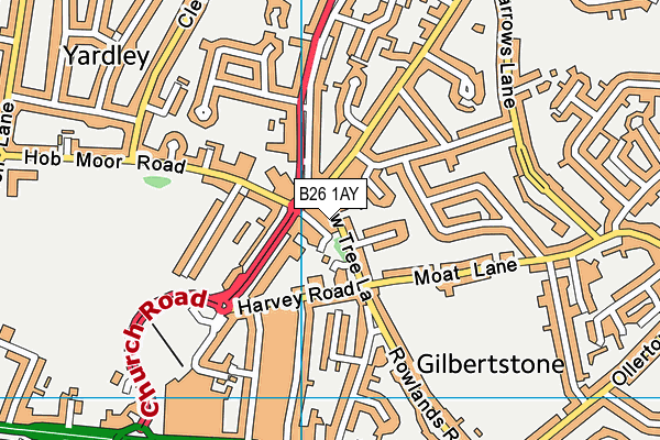 B26 1AY map - OS VectorMap District (Ordnance Survey)