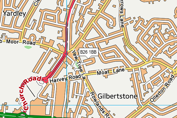 B26 1BB map - OS VectorMap District (Ordnance Survey)