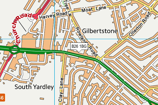 B26 1BG map - OS VectorMap District (Ordnance Survey)