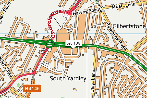 B26 1DG map - OS VectorMap District (Ordnance Survey)