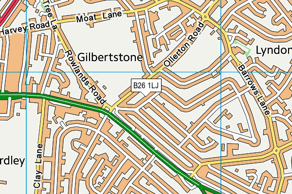 B26 1LJ map - OS VectorMap District (Ordnance Survey)