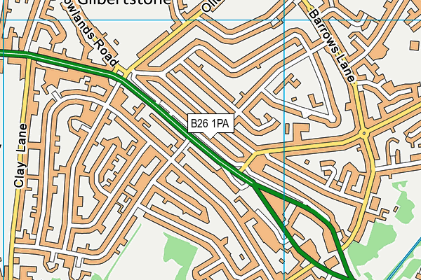 B26 1PA map - OS VectorMap District (Ordnance Survey)