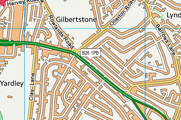 B26 1PB map - OS VectorMap District (Ordnance Survey)