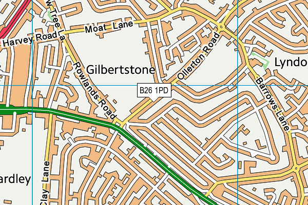 B26 1PD map - OS VectorMap District (Ordnance Survey)