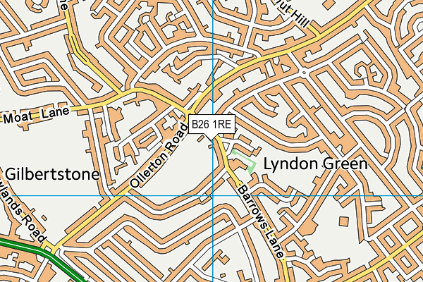 B26 1RE map - OS VectorMap District (Ordnance Survey)