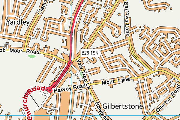 B26 1SN map - OS VectorMap District (Ordnance Survey)
