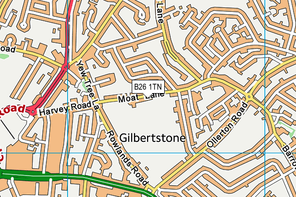 Gilberstone Recreation Ground map (B26 1TN) - OS VectorMap District (Ordnance Survey)