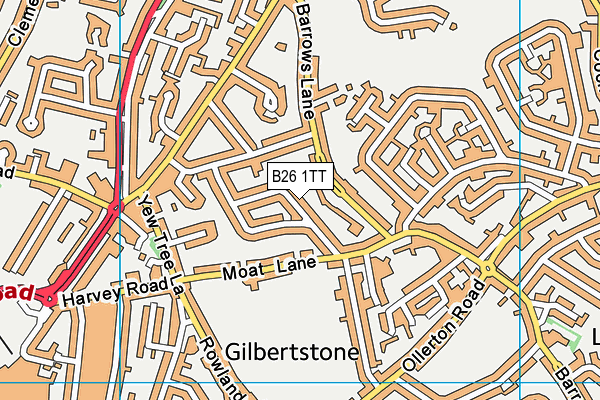 B26 1TT map - OS VectorMap District (Ordnance Survey)