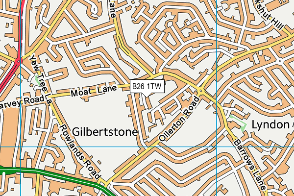 B26 1TW map - OS VectorMap District (Ordnance Survey)