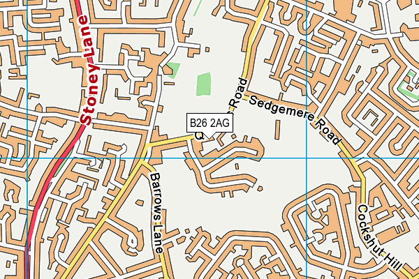 B26 2AG map - OS VectorMap District (Ordnance Survey)