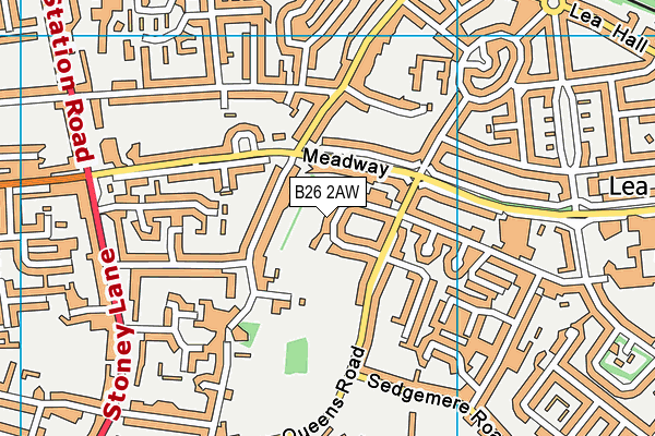 B26 2AW map - OS VectorMap District (Ordnance Survey)