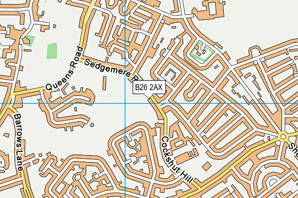 Fives Yardley map (B26 2AX) - OS VectorMap District (Ordnance Survey)