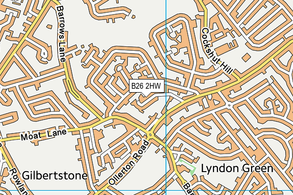 B26 2HW map - OS VectorMap District (Ordnance Survey)