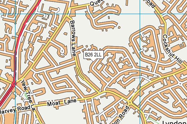 B26 2LL map - OS VectorMap District (Ordnance Survey)