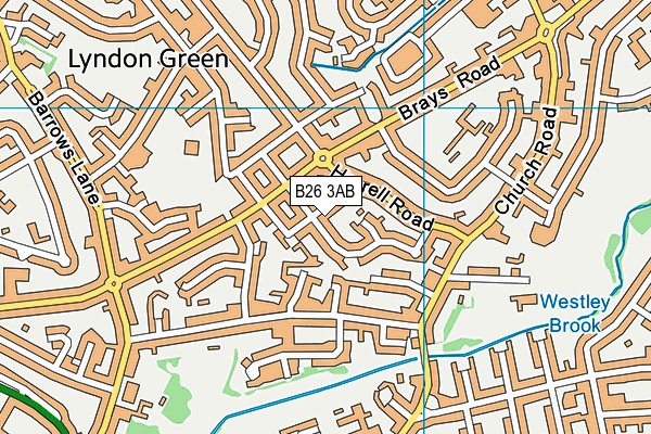 B26 3AB map - OS VectorMap District (Ordnance Survey)