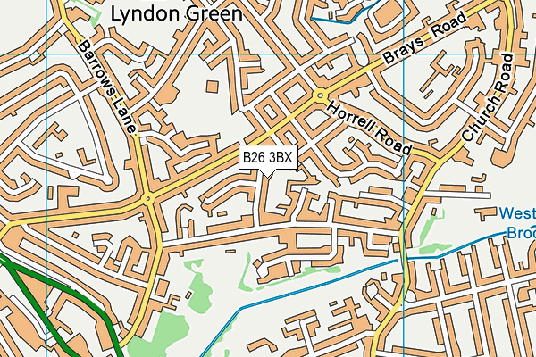 B26 3BX map - OS VectorMap District (Ordnance Survey)