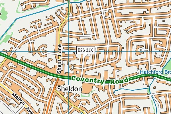 B26 3JX map - OS VectorMap District (Ordnance Survey)