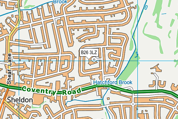 B26 3LZ map - OS VectorMap District (Ordnance Survey)