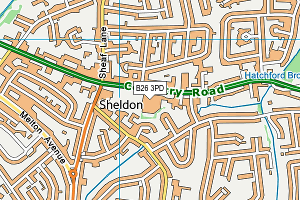 B26 3PD map - OS VectorMap District (Ordnance Survey)