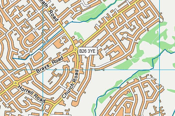 B26 3YE map - OS VectorMap District (Ordnance Survey)