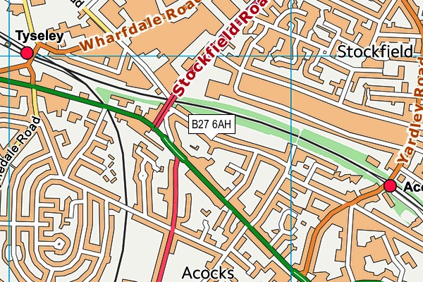 B27 6AH map - OS VectorMap District (Ordnance Survey)