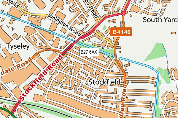 B27 6AX map - OS VectorMap District (Ordnance Survey)