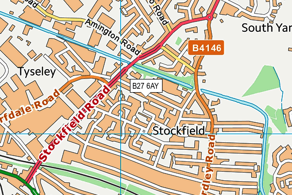 B27 6AY map - OS VectorMap District (Ordnance Survey)