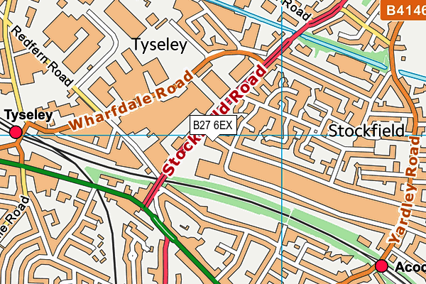 B27 6EX map - OS VectorMap District (Ordnance Survey)