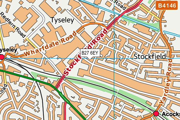 B27 6EY map - OS VectorMap District (Ordnance Survey)