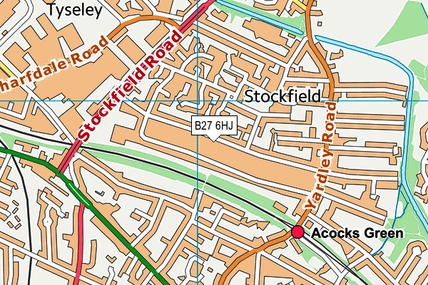 B27 6HJ map - OS VectorMap District (Ordnance Survey)