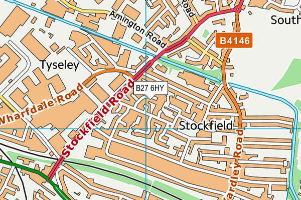 B27 6HY map - OS VectorMap District (Ordnance Survey)